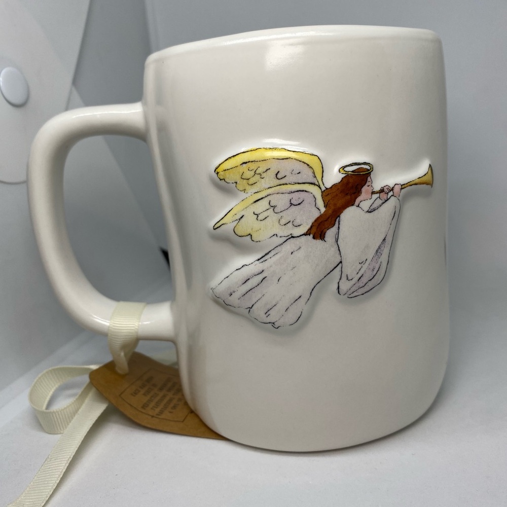 Rae Dunn Holiday Angel Joy To The World Mug Cup Blue Inside Artisan Collection